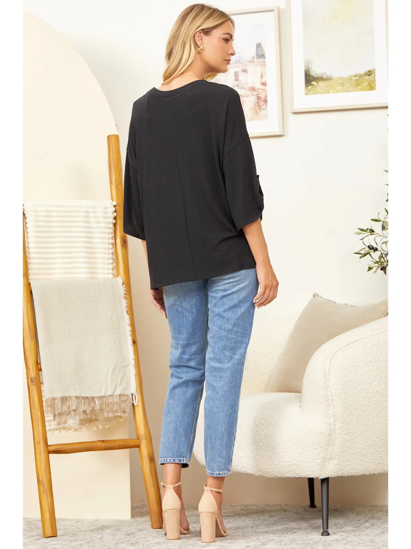 Black Hacci Top 3/4' sleeve Andree By Unit