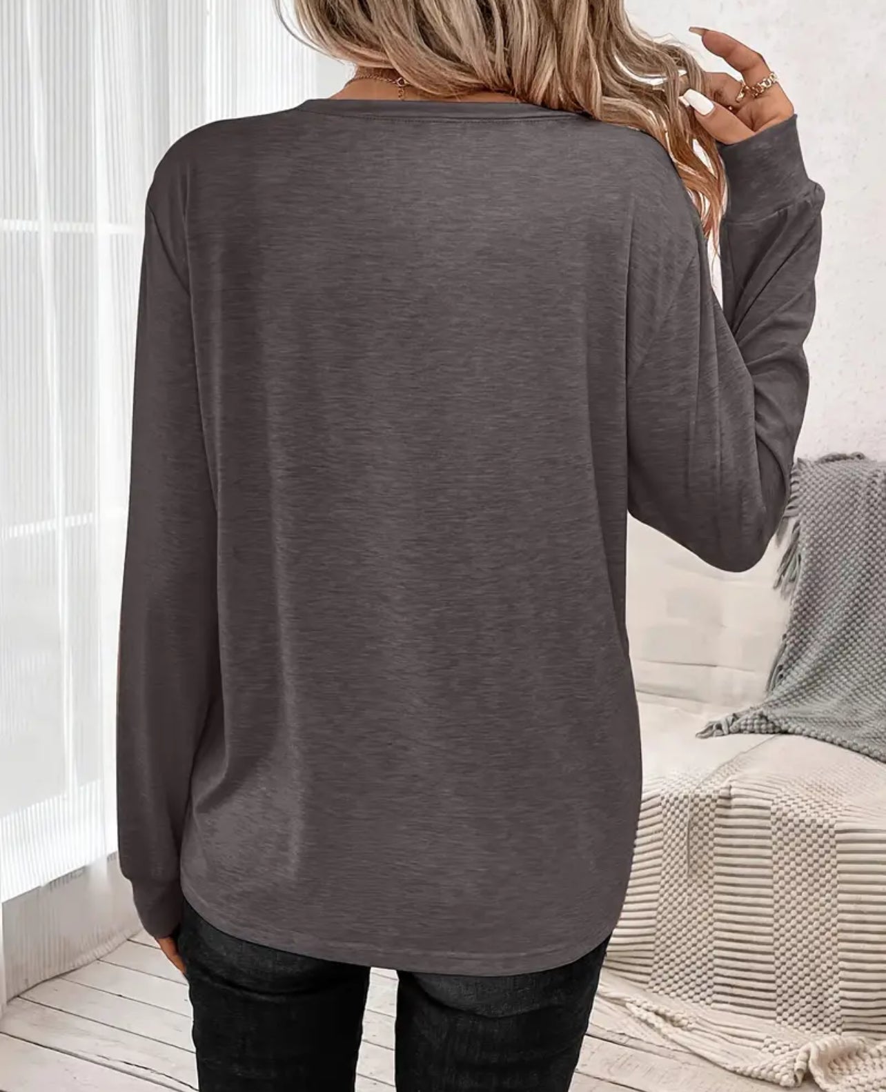 Crew Neck T-Shirt, Casual Long Sleeve Top - SV Boutique & Co.