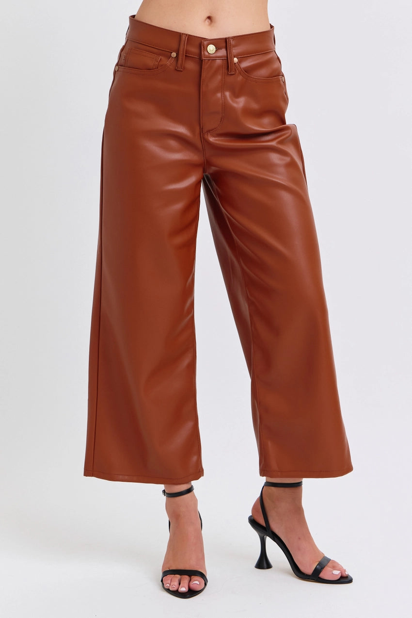 Judy Blue Camel Faux Leather Tummy Control Pants
