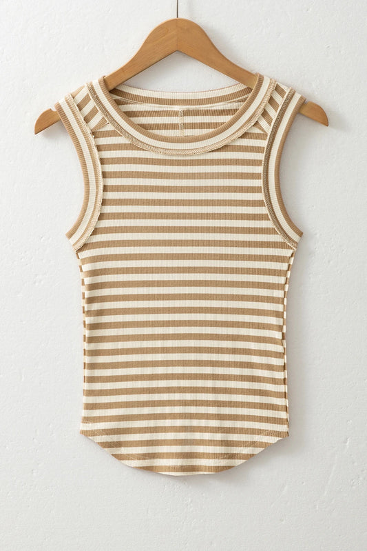 Sleeveless Sand Striped Top - SV Boutique & Co.