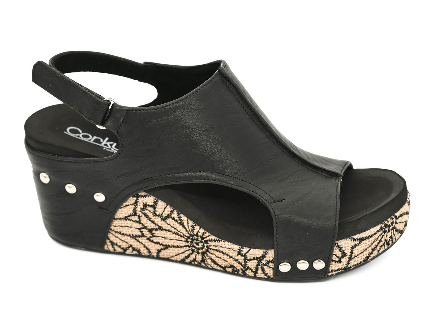 CORKYS CARLEY BLACK FLORAL WRAP SANDAL