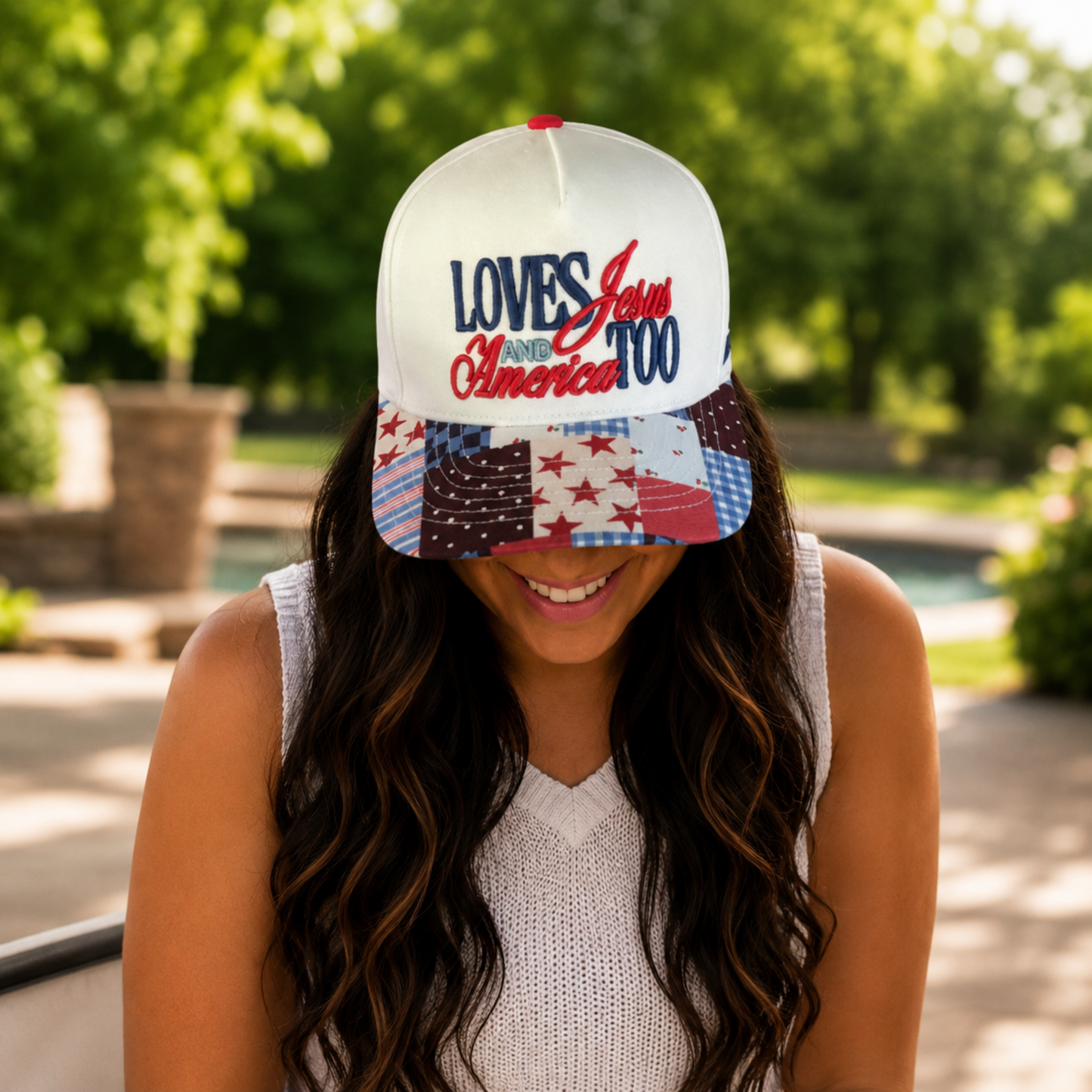 She Loves Jesus and America Too Trucker Hat