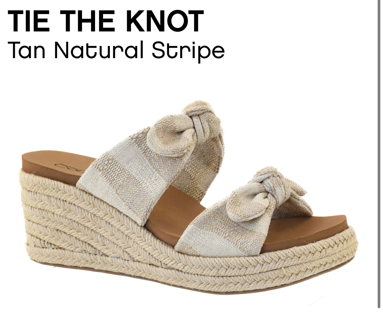 Corkys Tie The Knot Tan Natural Stripe Wedge Sandal - SV Boutique & Co.