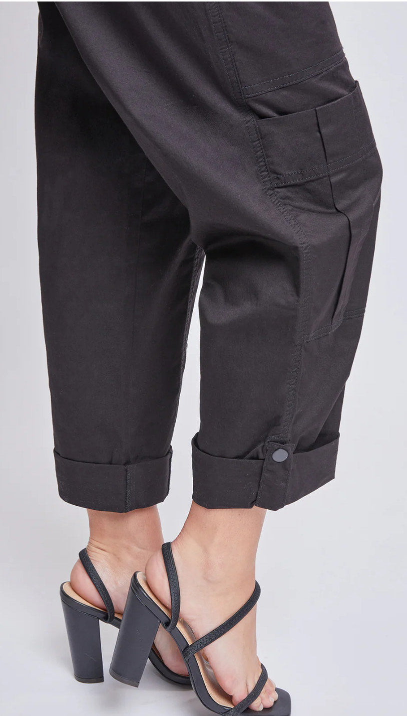 Urban Ease Poplin Cargo Pants with Roll Tab Hem