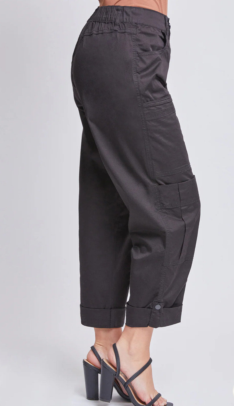 Urban Ease Poplin Cargo Pants with Roll Tab Hem