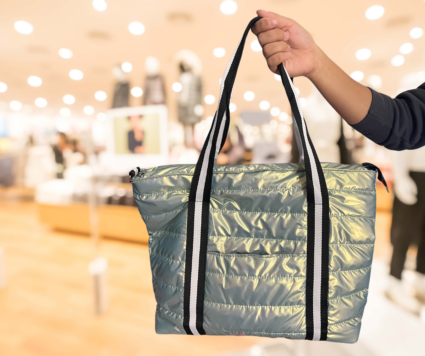 Metallic Puffer Tote Bag - SV Boutique & Co.