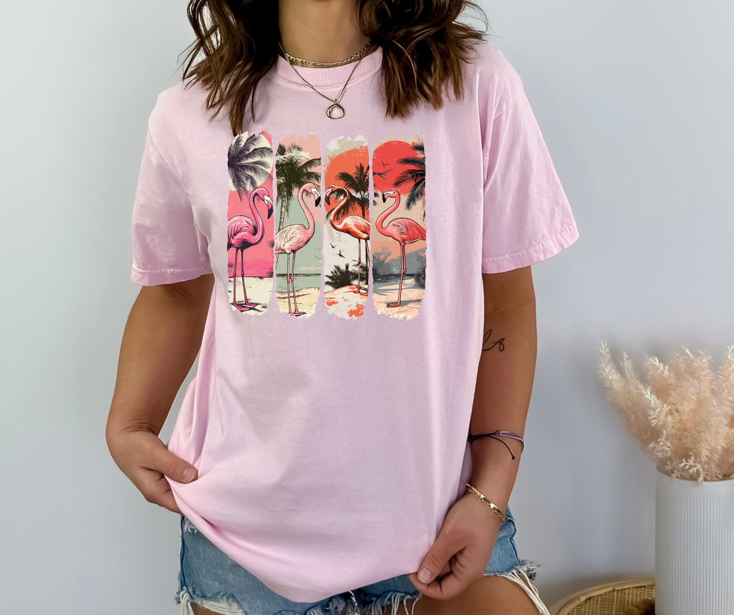 Beachside Flamingos