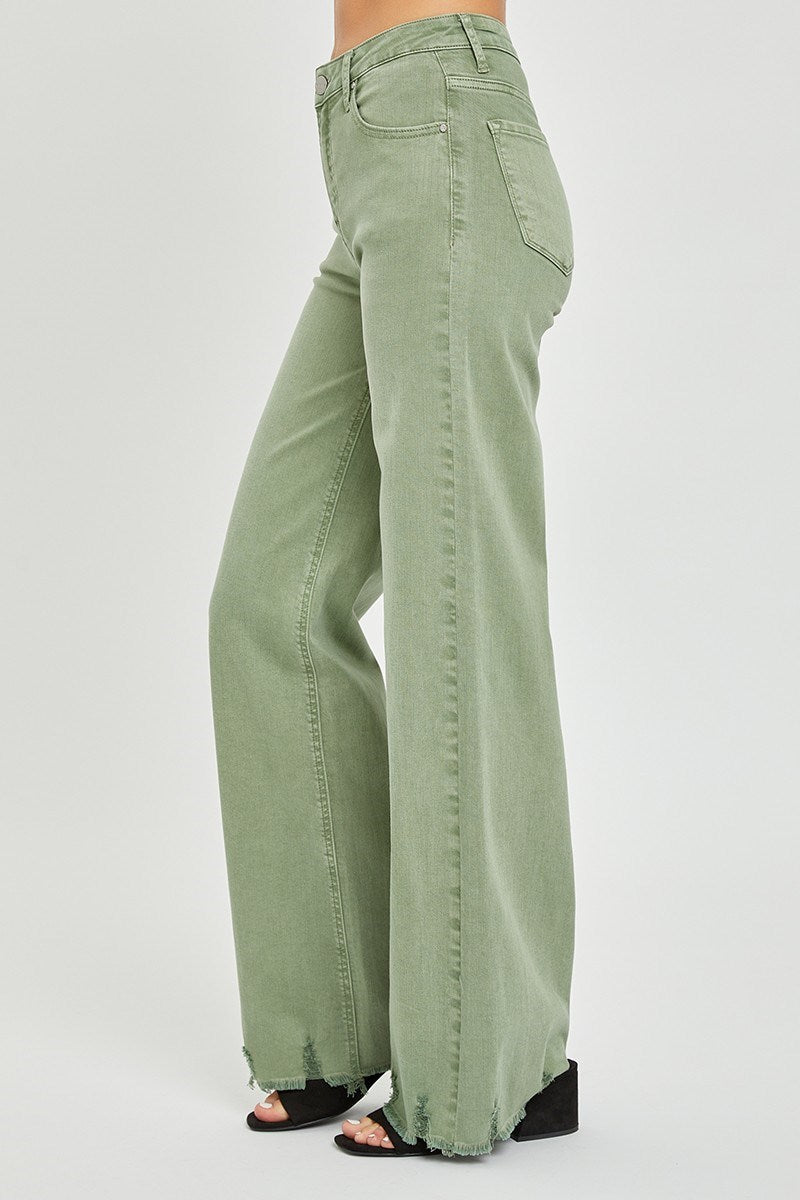 RISEN OLIVE HIGH RISE WIDE PANTS