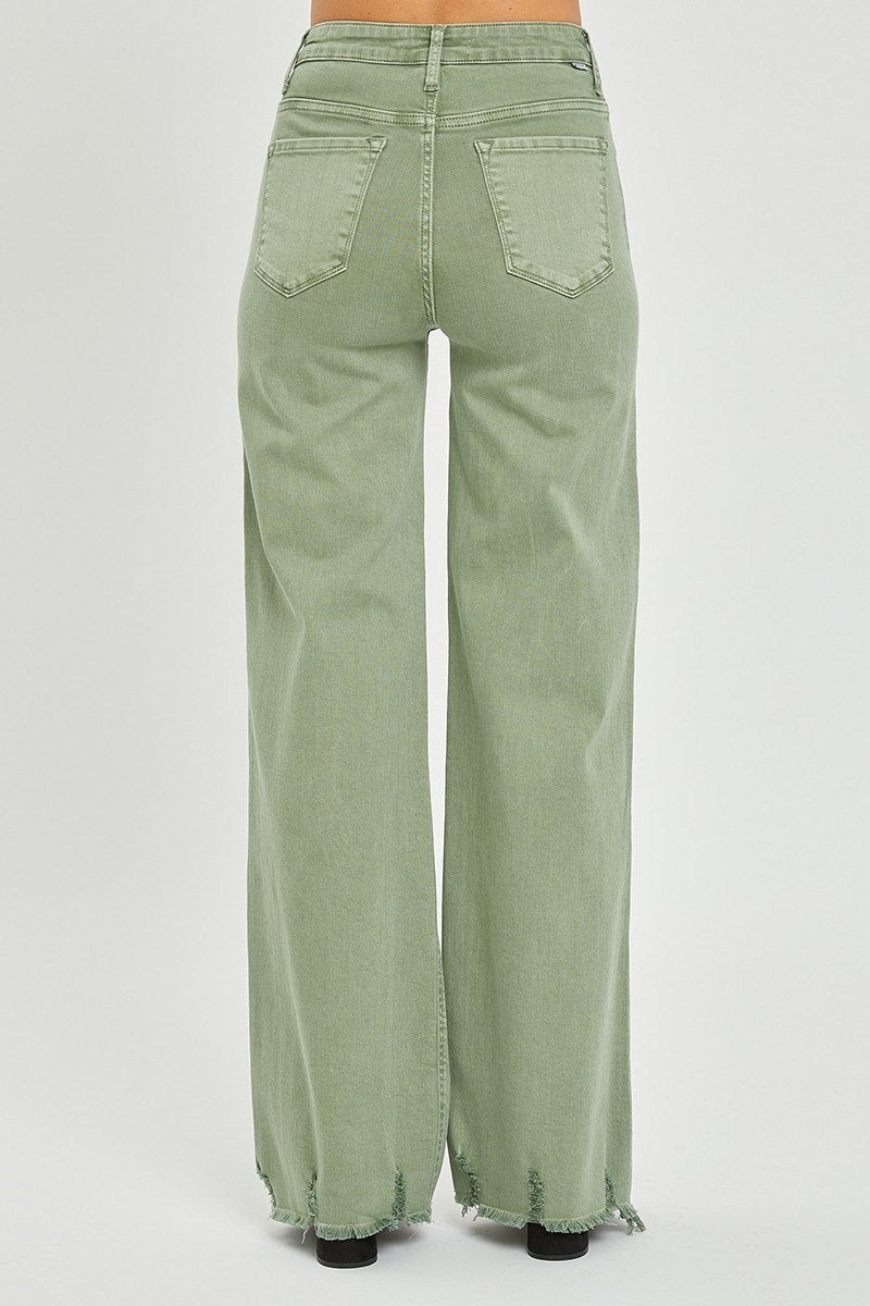 RISEN OLIVE HIGH RISE WIDE PANTS