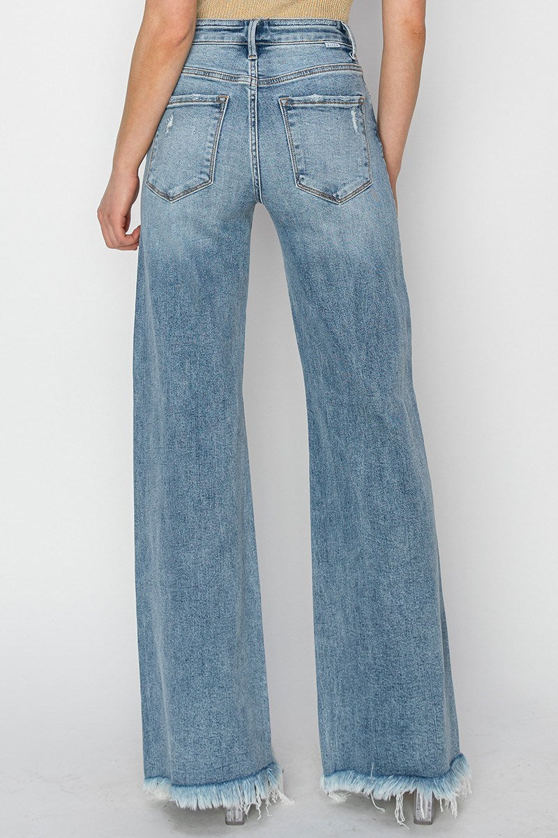 Risen City Stroll Mid Rise Wide Leg Jeans