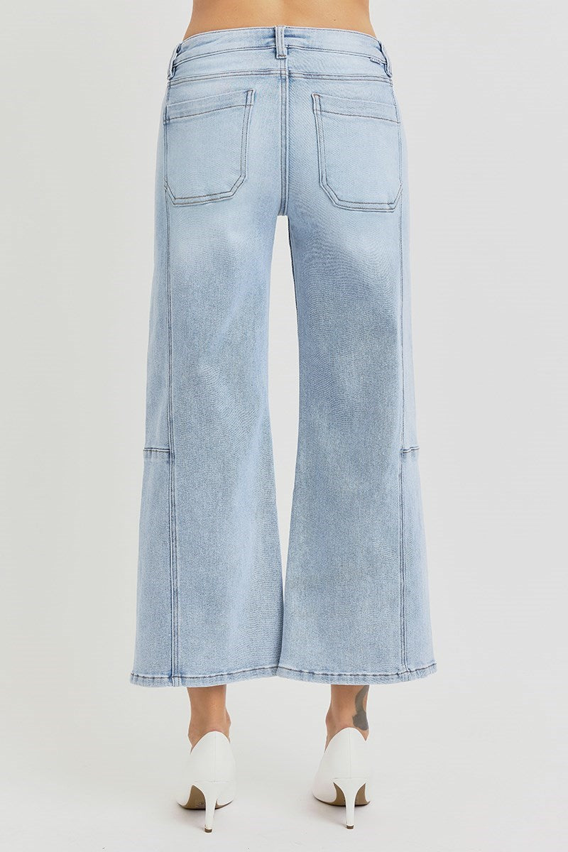 RISEN HIGH RISE CROP WIDE LEG SEAMED JEANS - SV Boutique & Co.