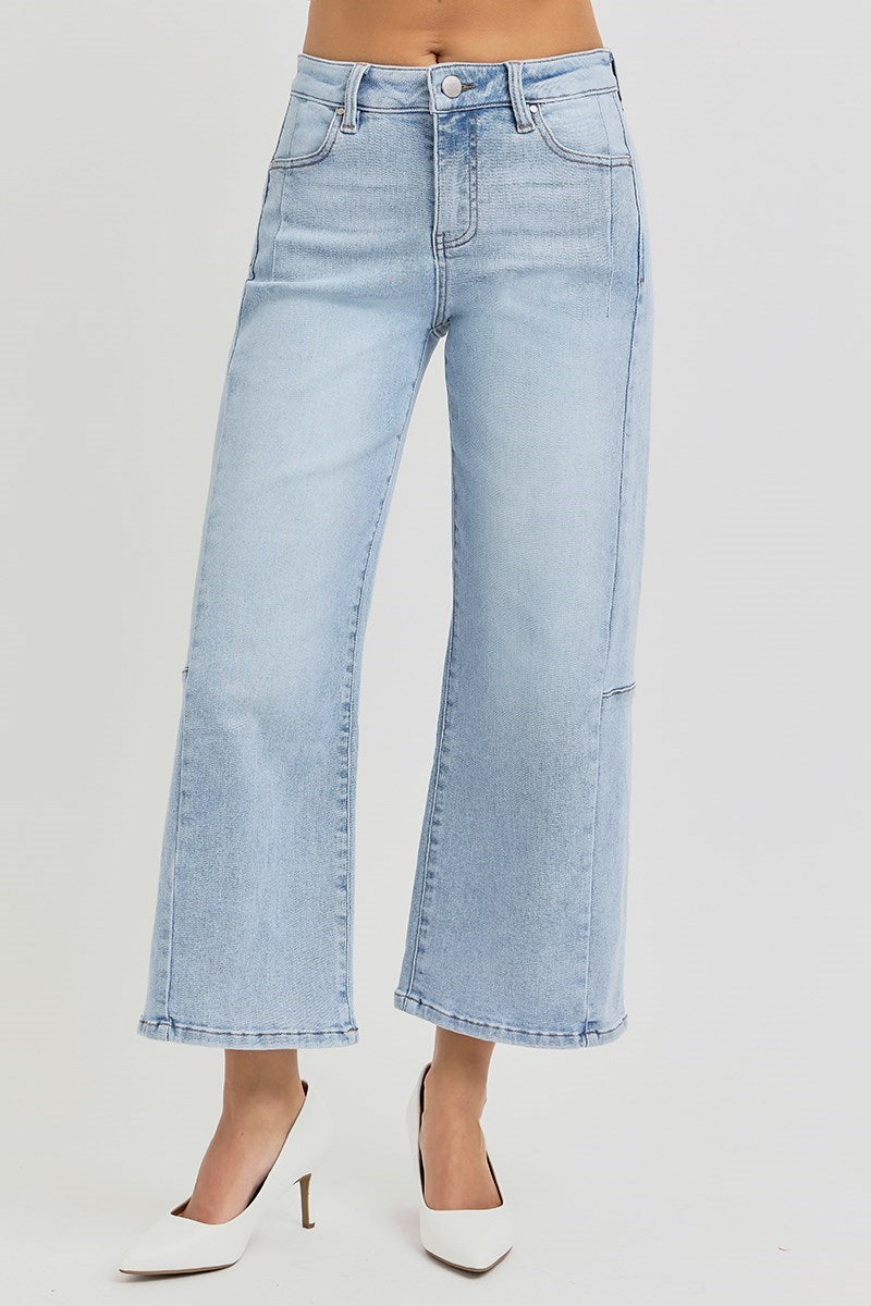RISEN HIGH RISE CROP WIDE LEG SEAMED JEANS - SV Boutique & Co.