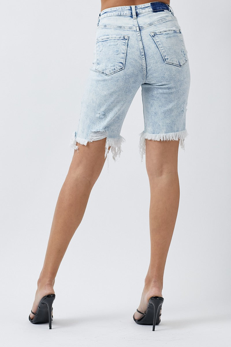 RISEN HIGH RISE ACID WASH BERMUDA - SV Boutique & Co.