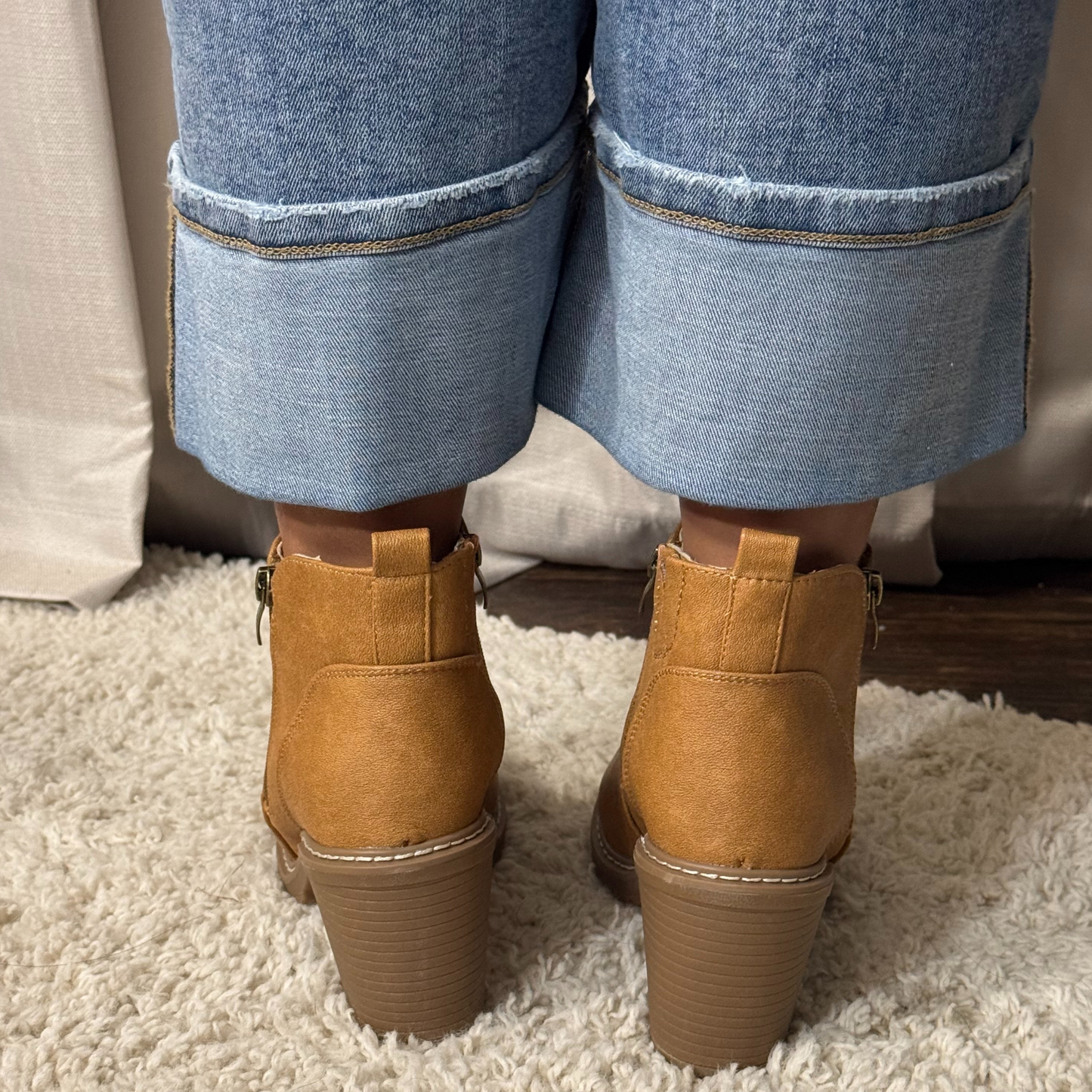 Corkys Rocky Top Camel Block Heel Ankle Bootie
