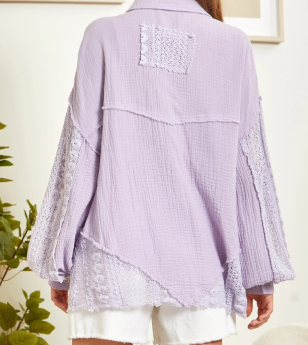 LILAC & LACE BUTTON UP BLOUSE ANDREE BY UNIT - SV Boutique & Co.