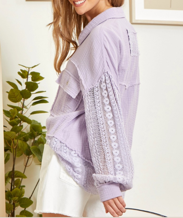LILAC & LACE BUTTON UP BLOUSE ANDREE BY UNIT - SV Boutique & Co.