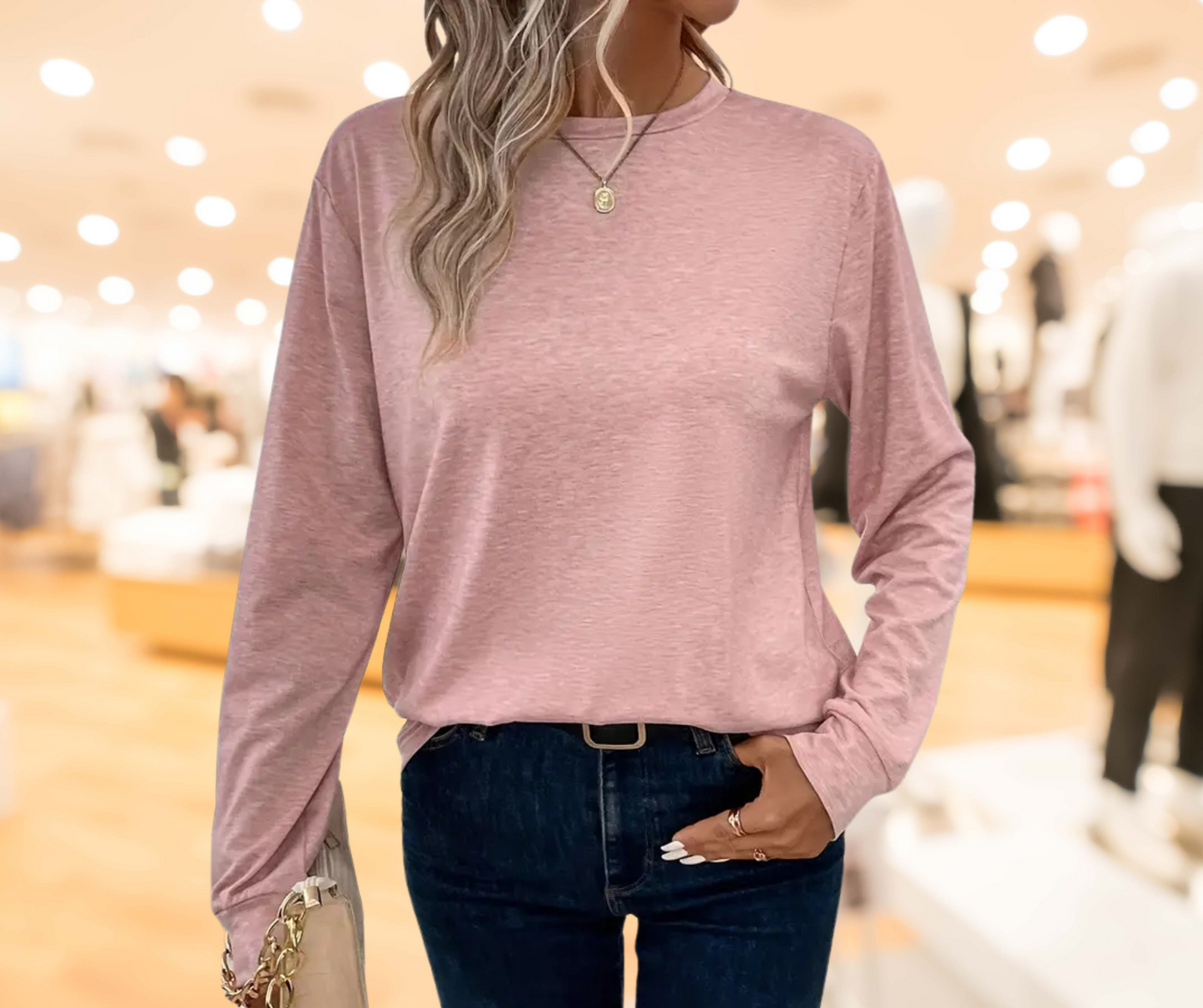 Crew Neck T-Shirt, Casual Long Sleeve Top - SV Boutique & Co.