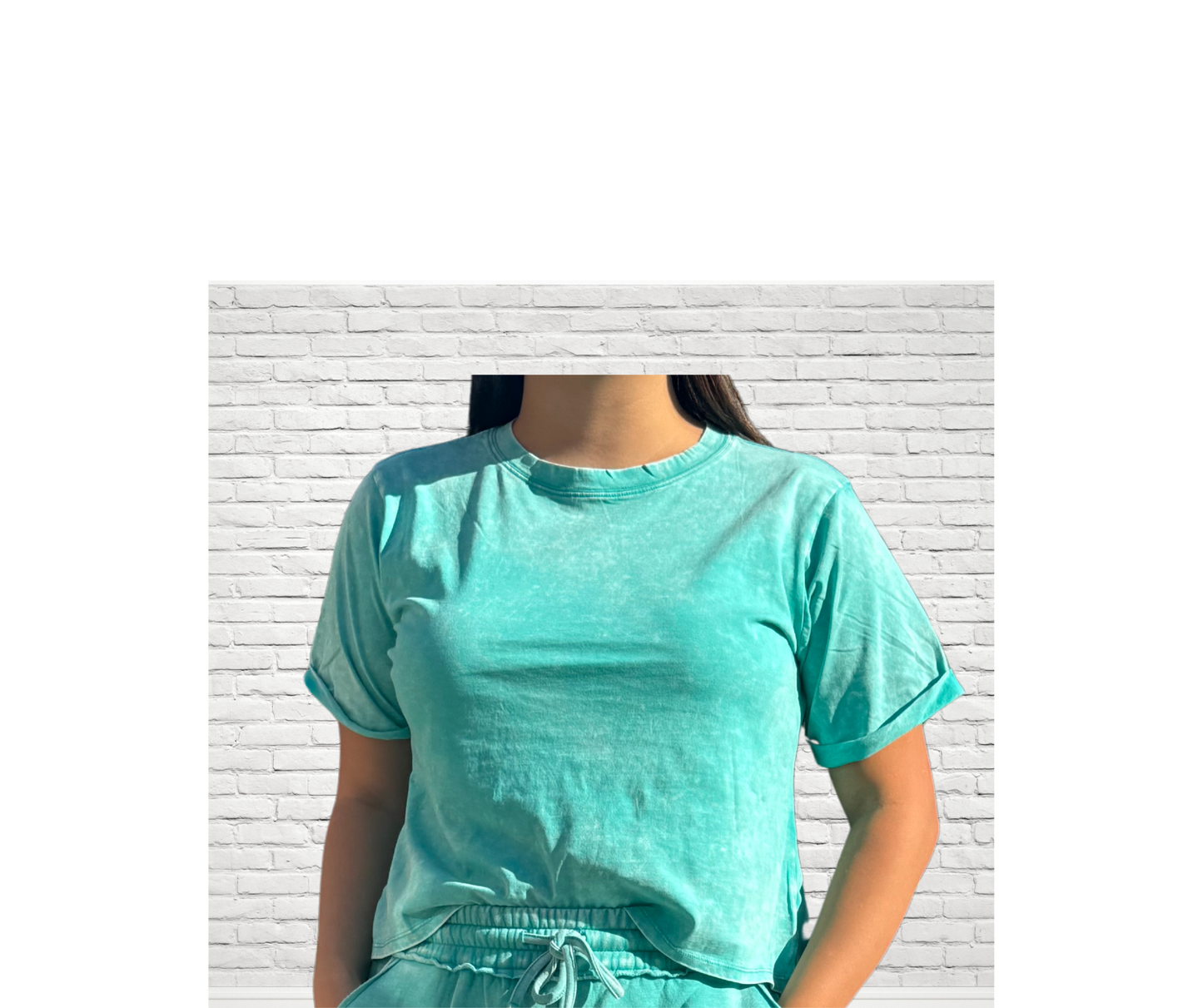 COOL TIDE ACID WASH ROLL-CUFF SHORT SLEEVE CROP TOP - SV Boutique & Co.