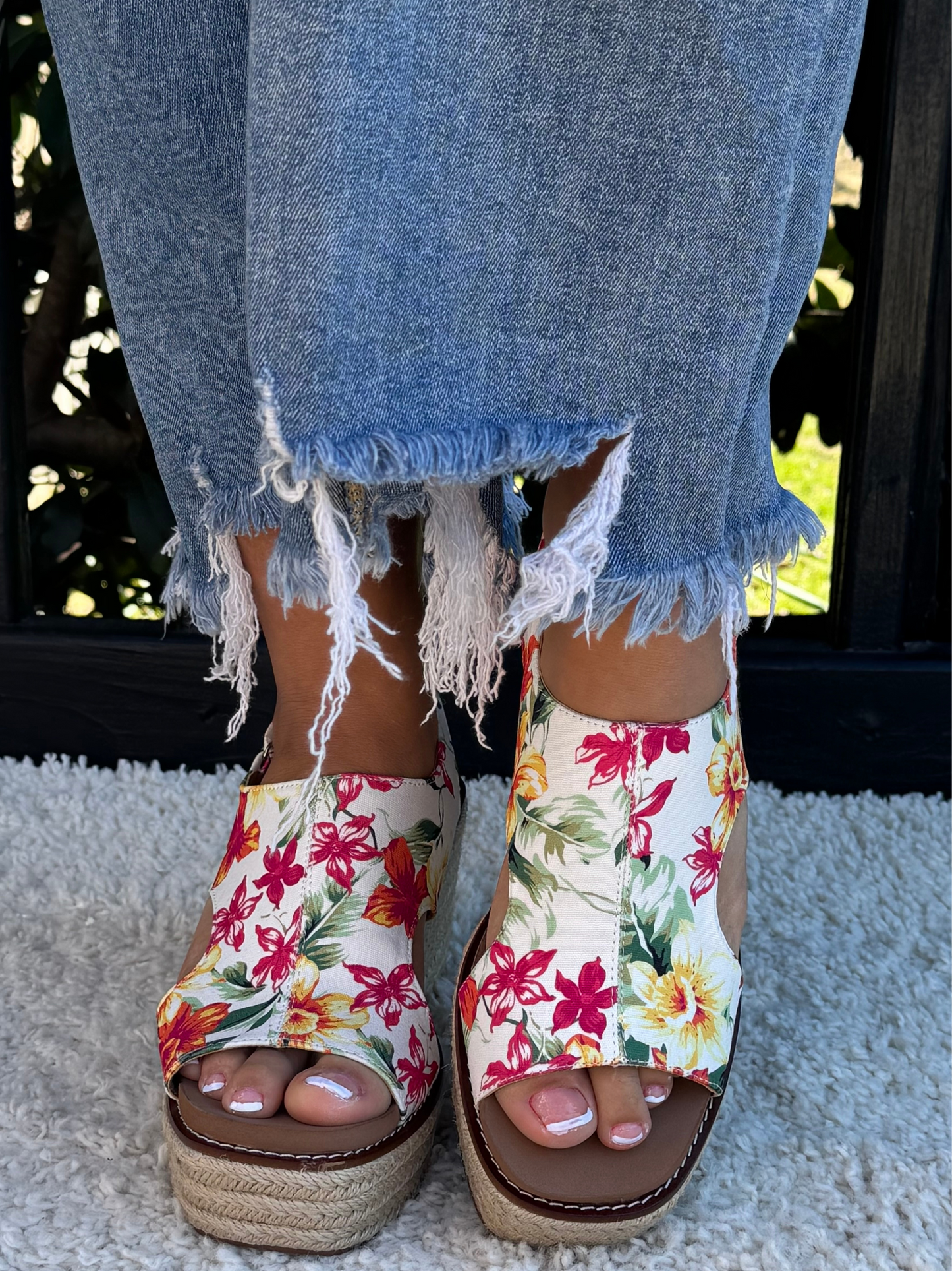 CORKYS FREDDIE FLORAL ESPADRILLE WEDGE