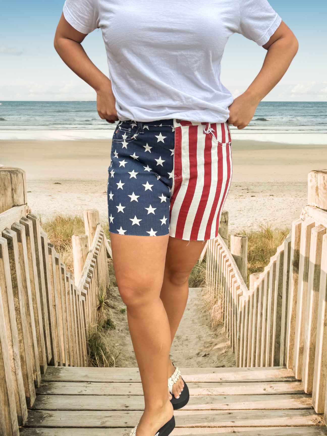 Judy Blue High Waist Americana Freedom Fray Hem Shorts