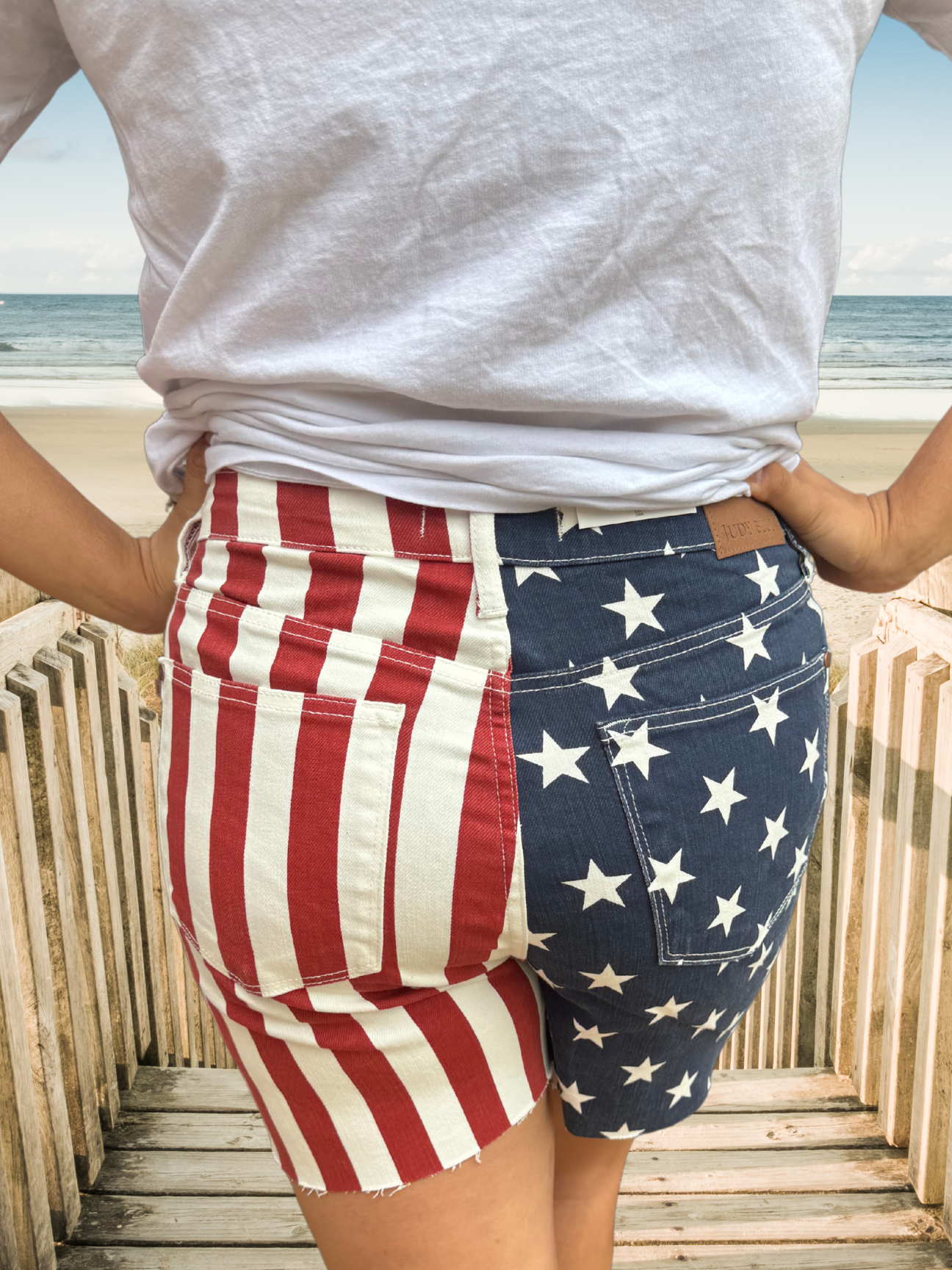 Judy Blue High Waist Americana Freedom Fray Hem Shorts