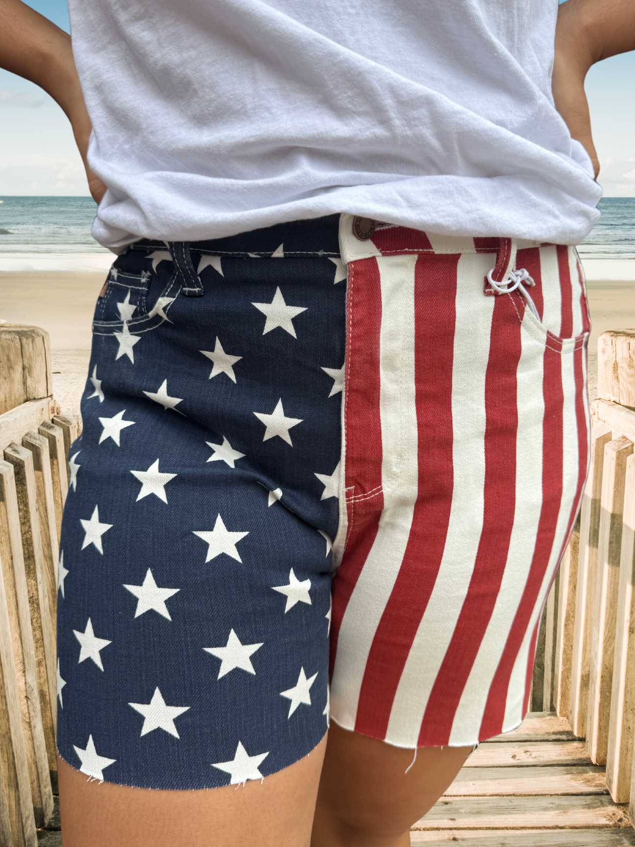 Judy Blue High Waist Americana Freedom Fray Hem Shorts