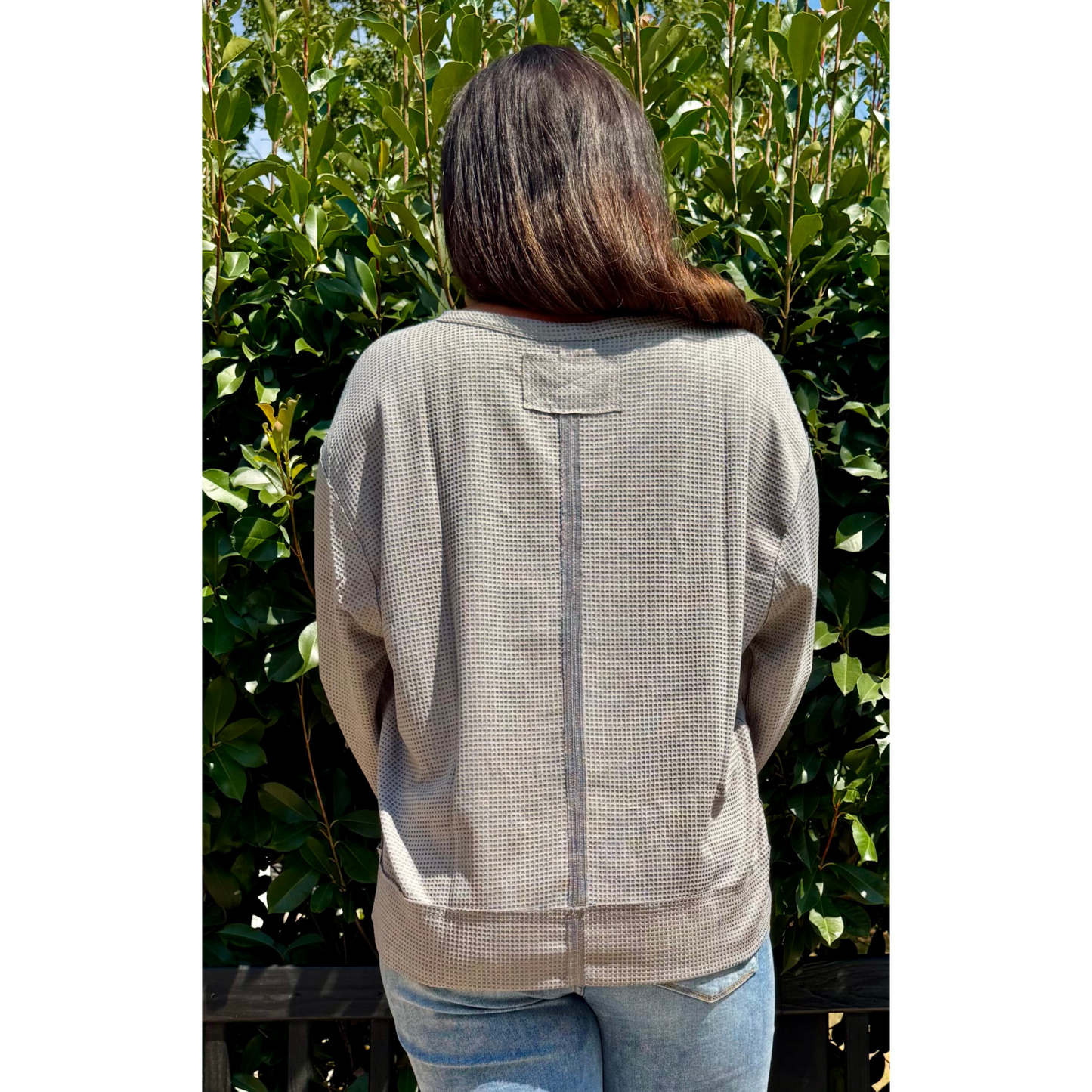 Long Sleeve Cozy Heather Grey Two Toned Thermal Andree By Unit