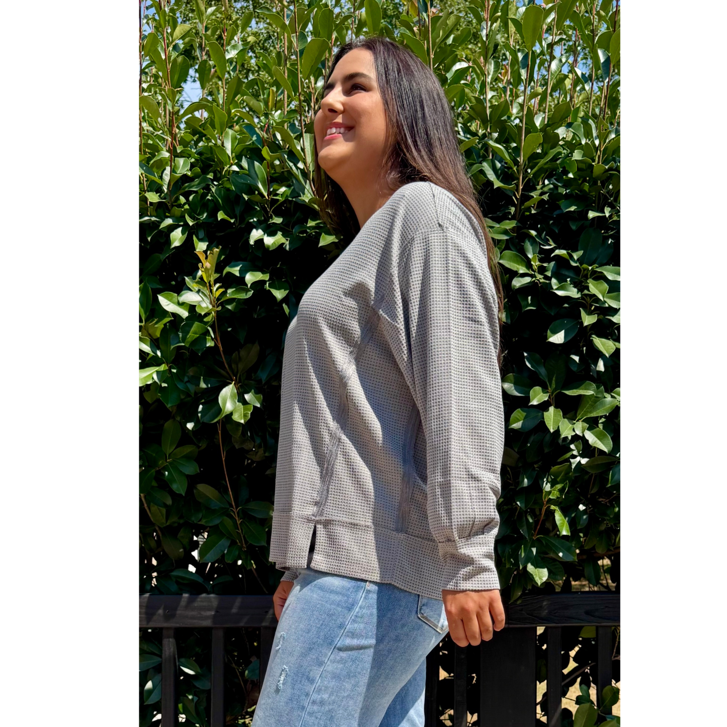 Long Sleeve Cozy Heather Grey Two Toned Thermal Andree By Unit