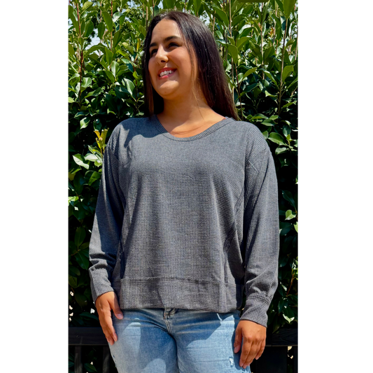 Long Sleeve Black Cozy Two Toned Thermal Andree By Unit