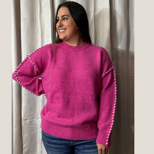 PINK STITCH SWEATER BY WHITE BIRCH