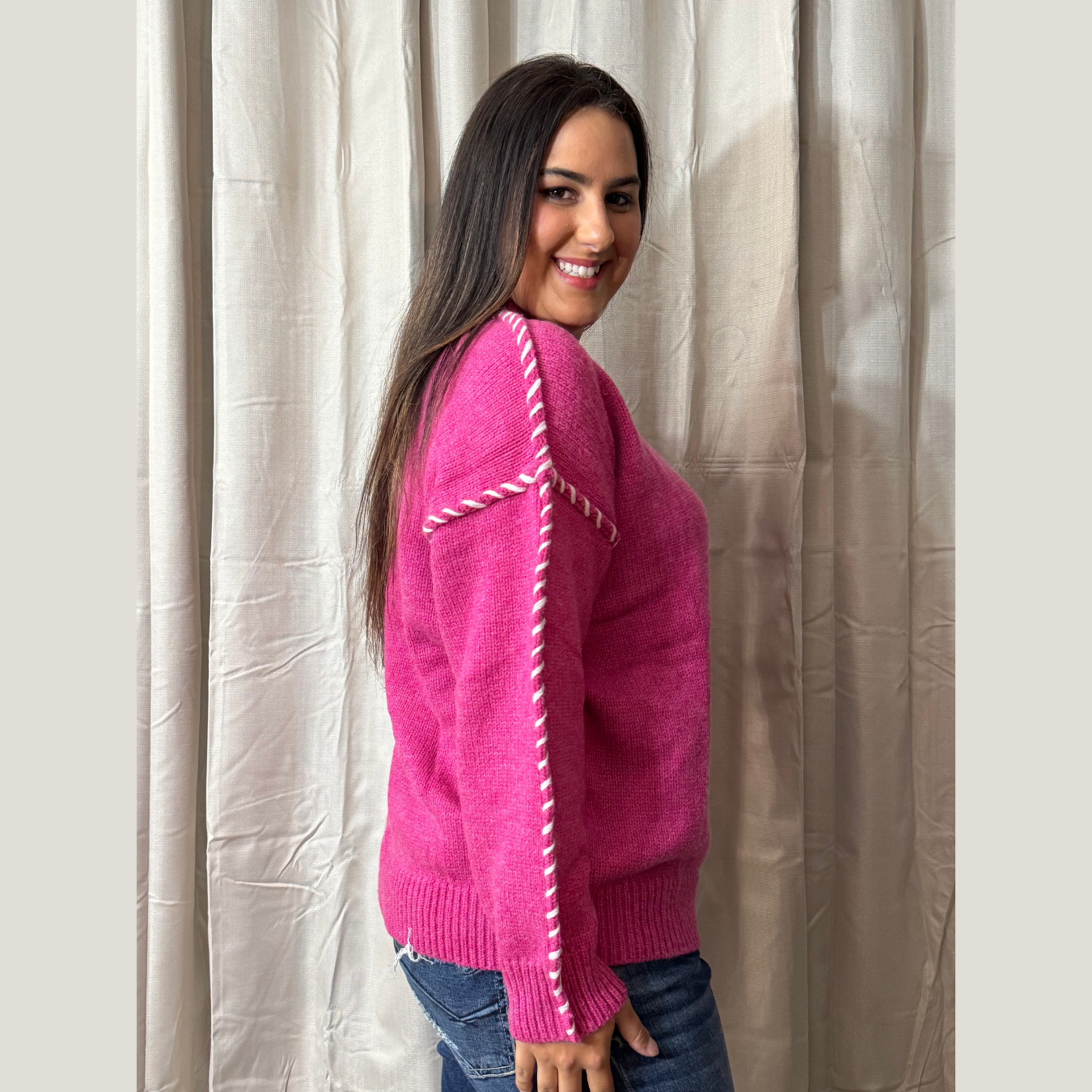 PINK STITCH SWEATER BY WHITE BIRCH