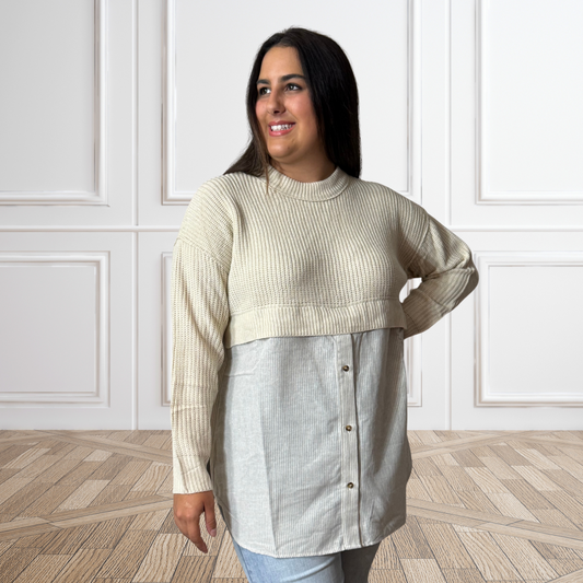 Sweater Blouse Split Decision Lightweight Top by White Birch