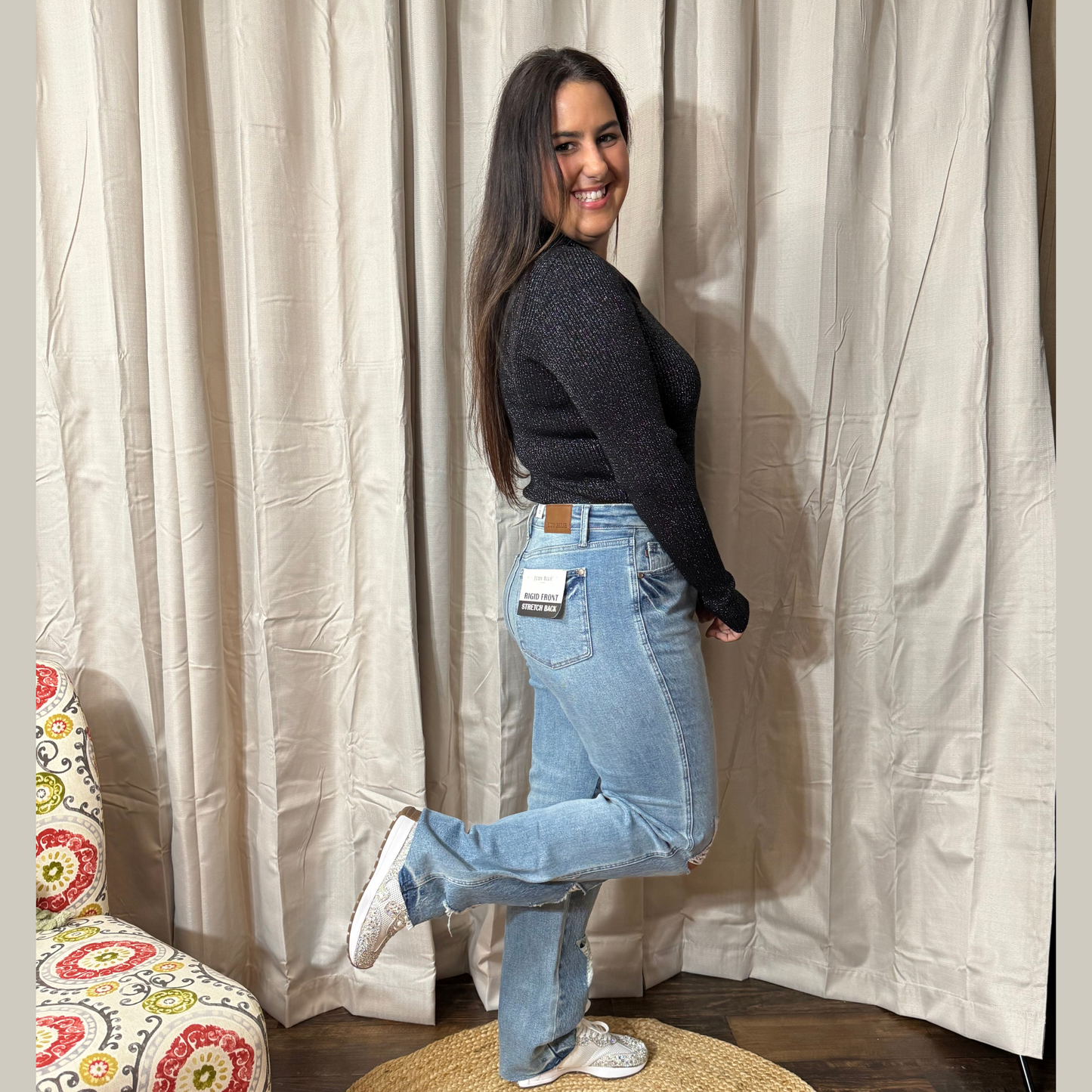 Judy Blue High-Waist Rigid Magic Star Distressed 90's Straight Jeans