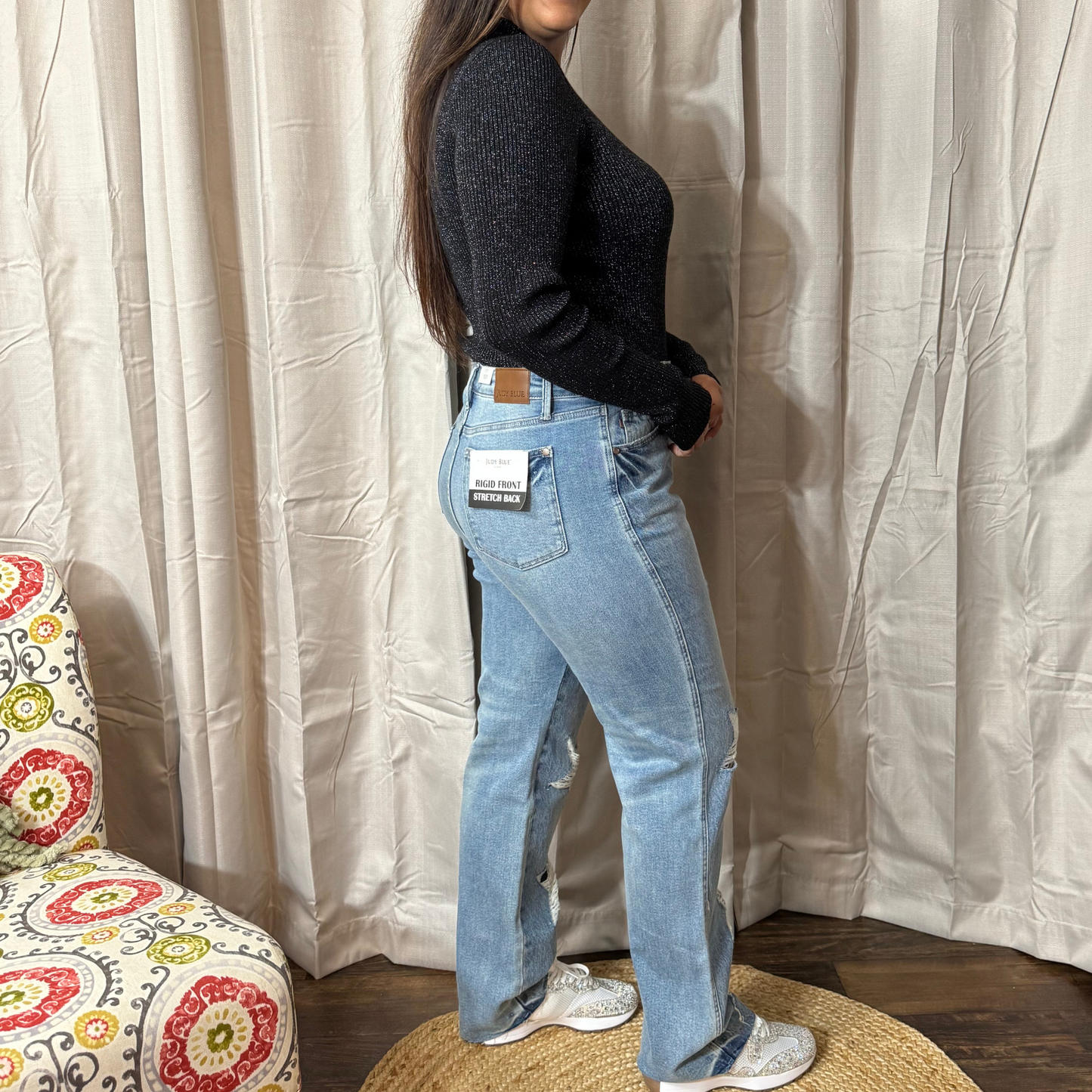 Judy Blue High-Waist Rigid Magic Star Distressed 90's Straight Jeans