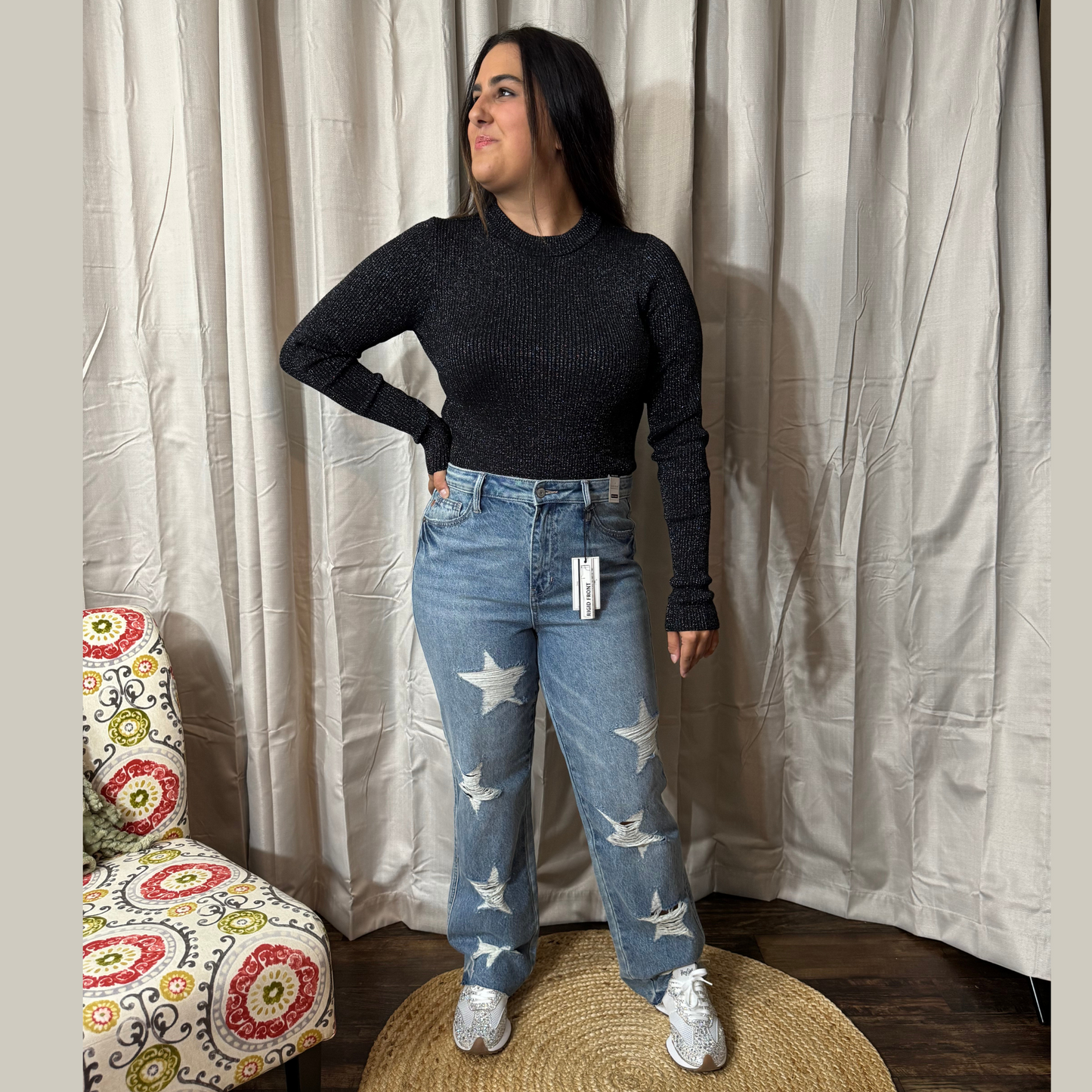 Judy Blue High-Waist Rigid Magic Star Distressed 90's Straight Jeans