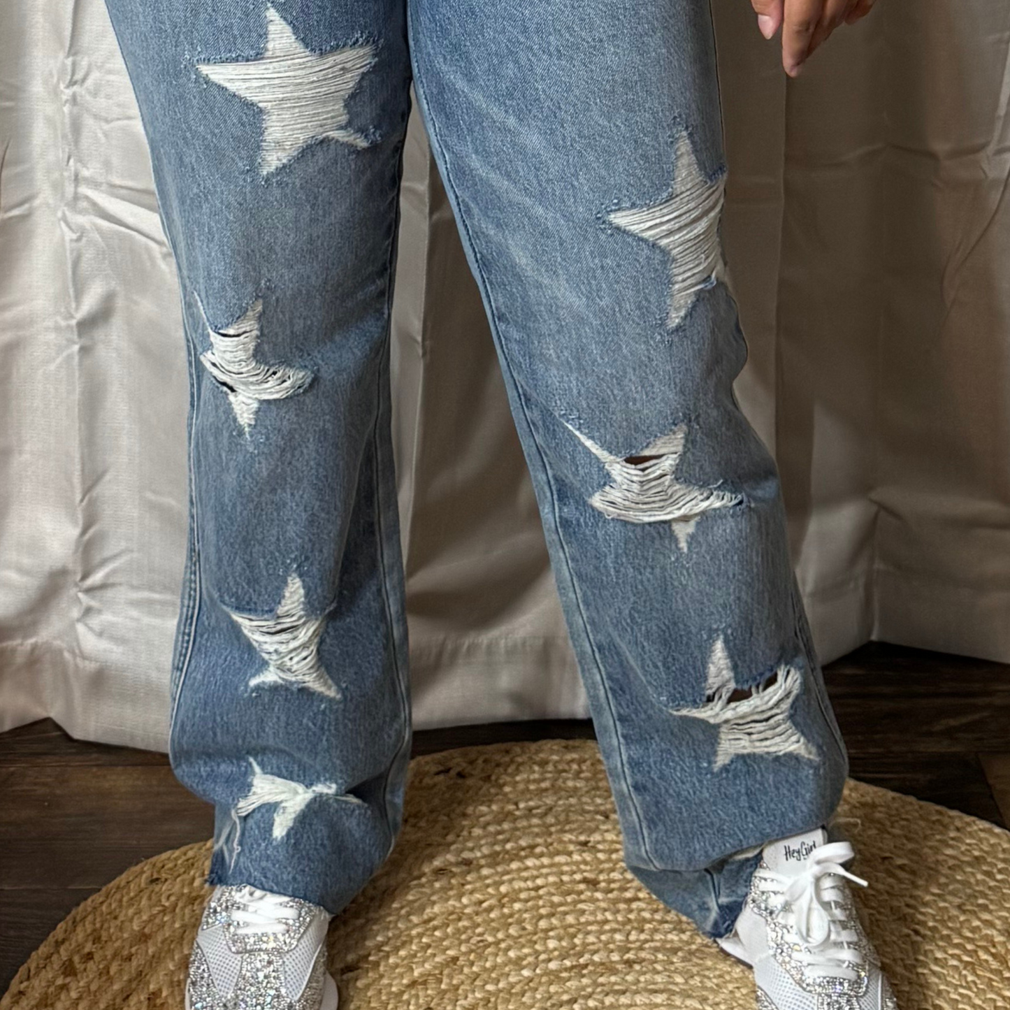 Judy Blue High-Waist Rigid Magic Star Distressed 90's Straight Jeans