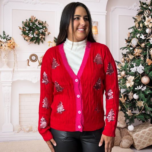 Oh Christmas Tree Sequin Cardigan