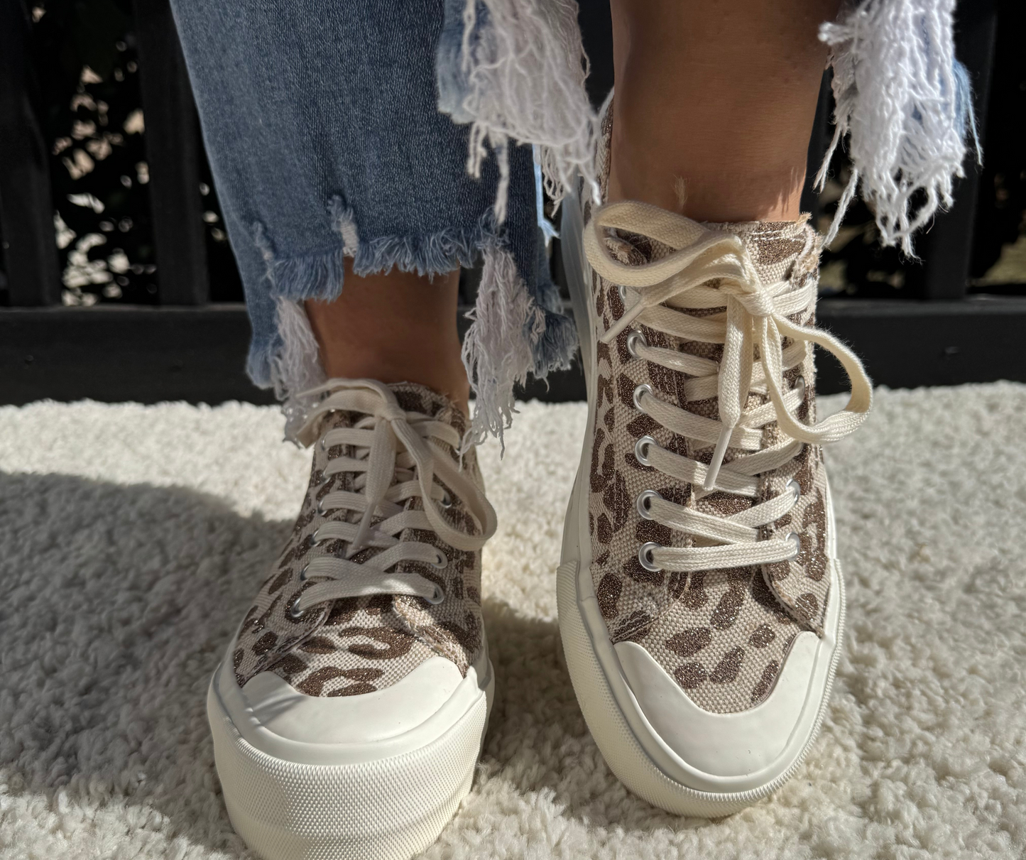 Corkys Take the Lead - Tan Sparkle Leopard Sneakers - SV Boutique & Co.