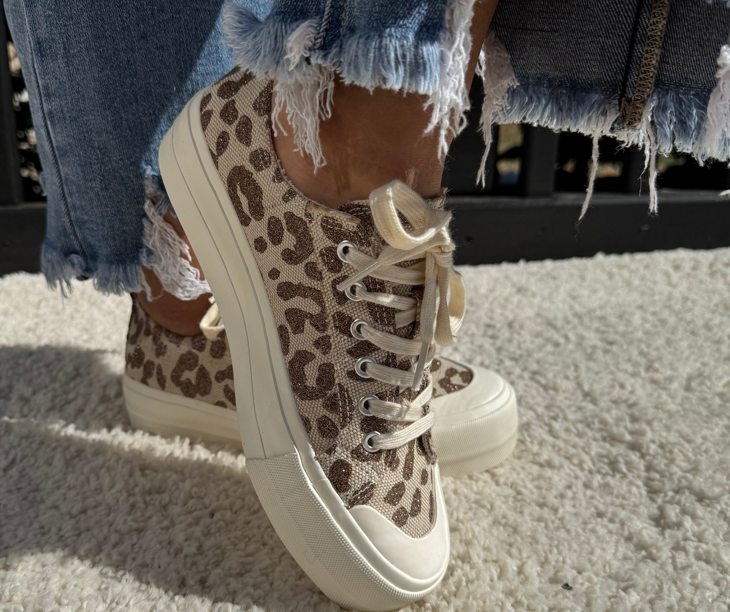 Corkys Take the Lead - Tan Sparkle Leopard Sneakers - SV Boutique & Co.
