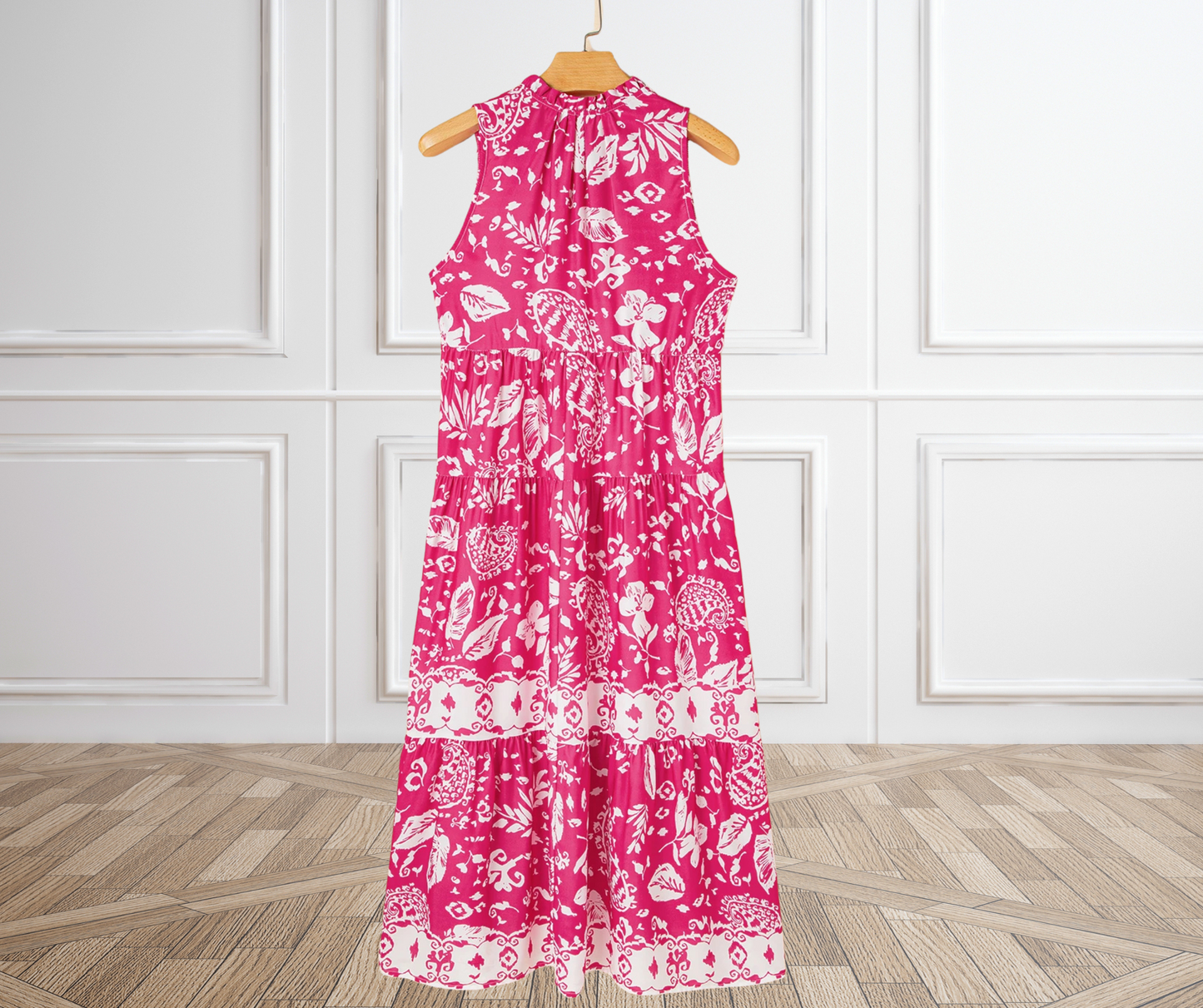 Boho Blossom Sleeveless Tassel Midi Dress - SV Boutique & Co.