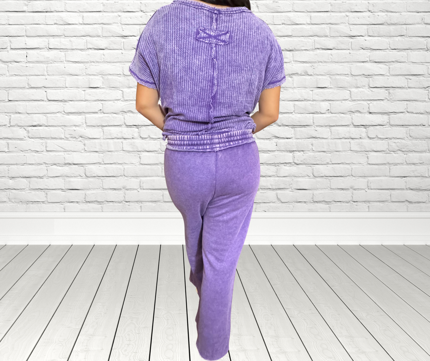 PURPLE HAZE ACID WASH FLEECE PALAZZO SWEATPANTS WITH POCKETS BY ZENANA - SV Boutique & Co.