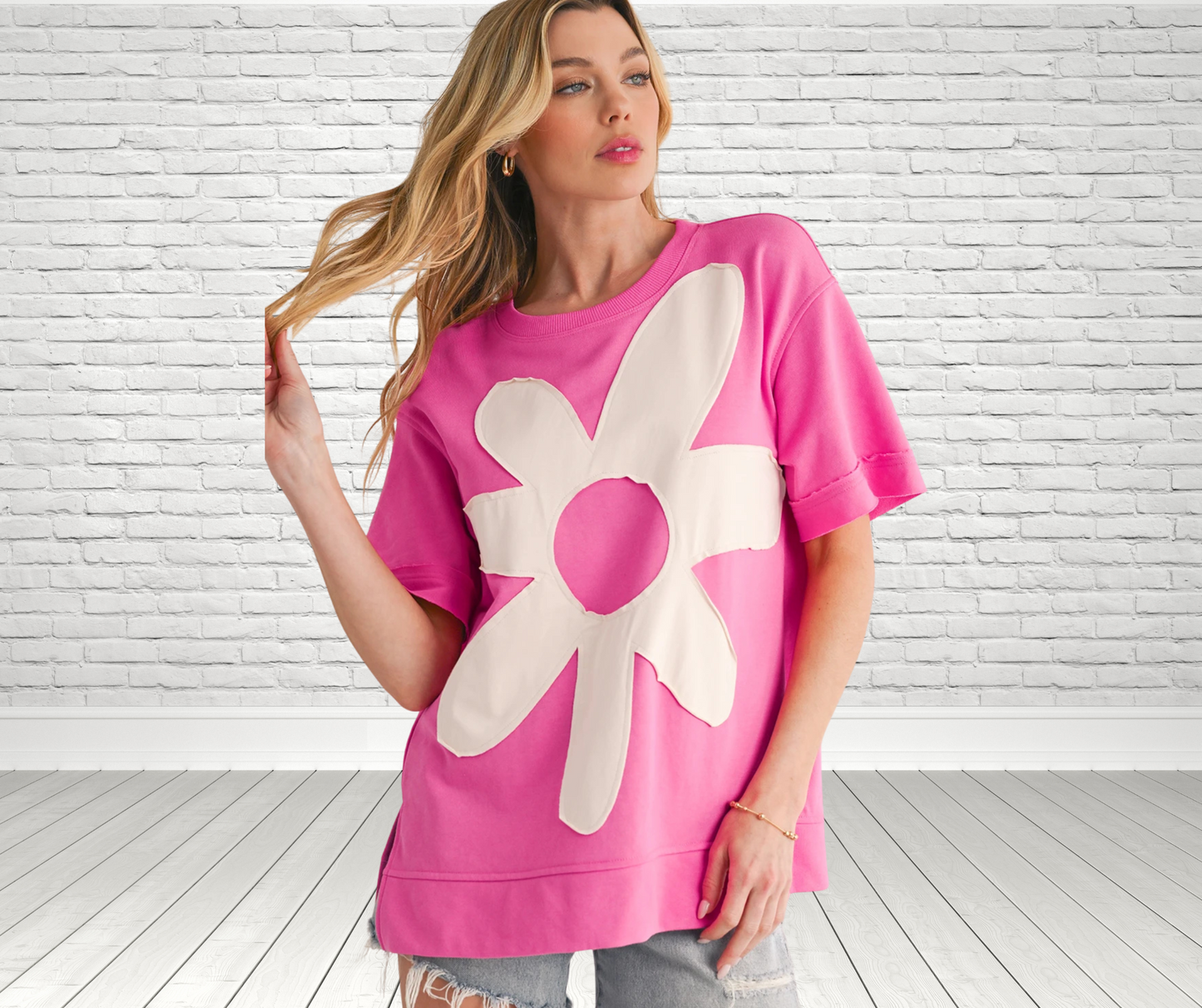 Pink Flower Patch Top - SV Boutique & Co.