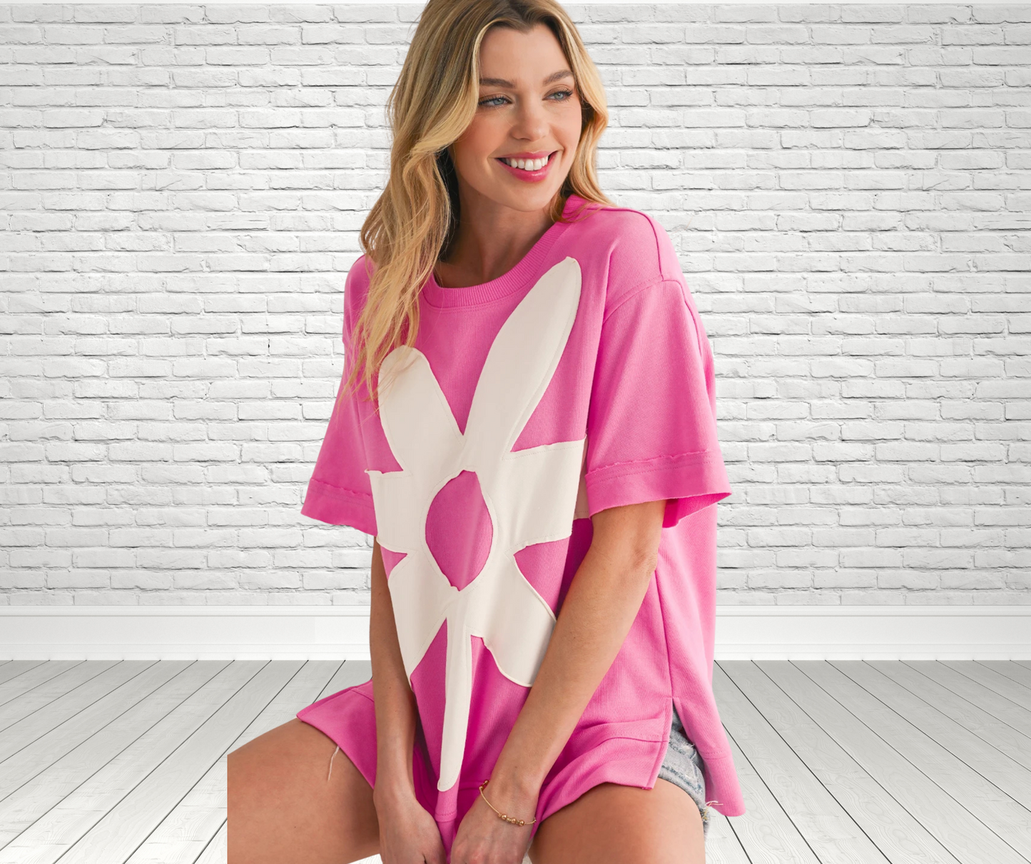 Pink Flower Patch Top - SV Boutique & Co.