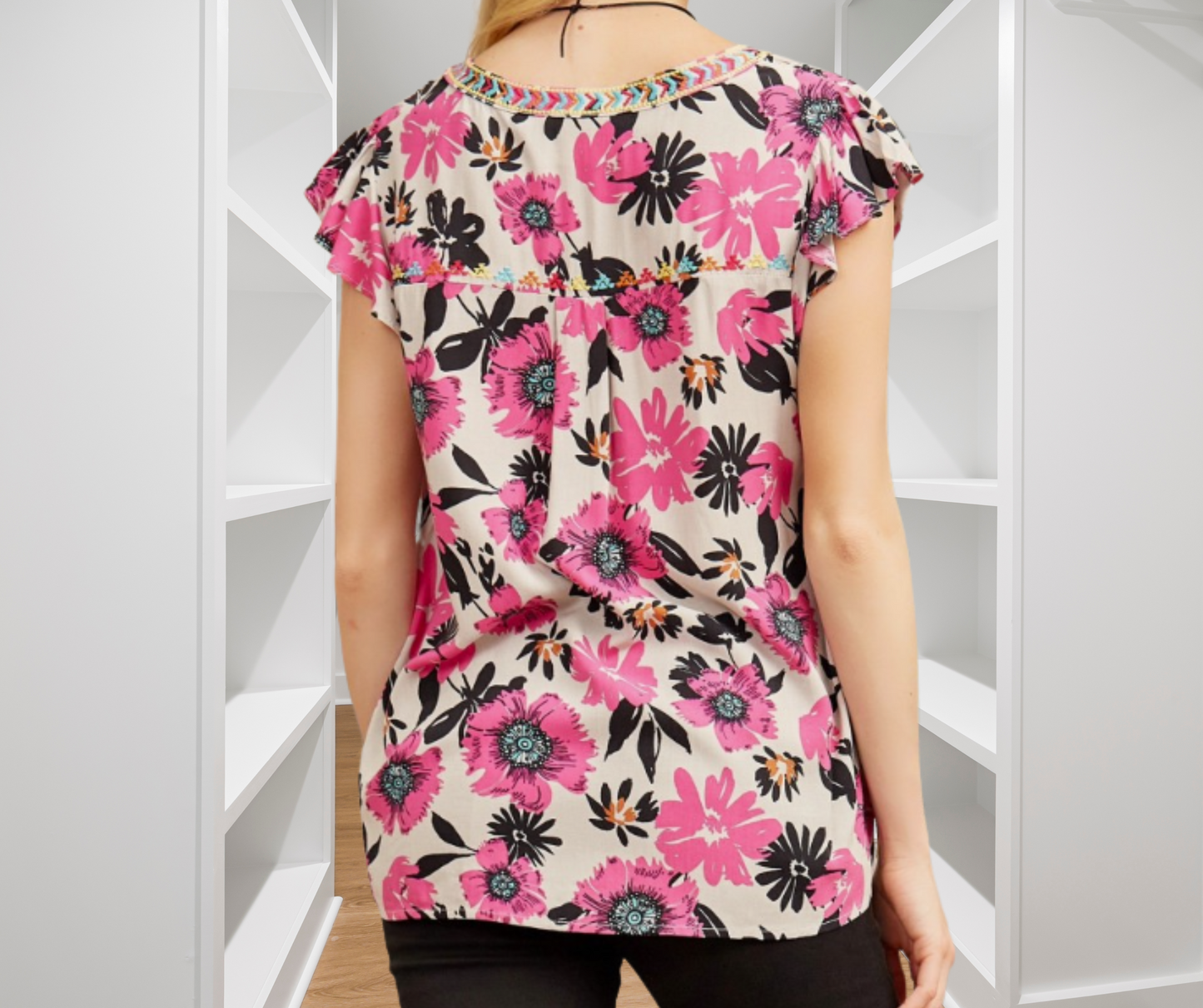 Desert Bloom Embroidered Blouse - SV Boutique & Co.