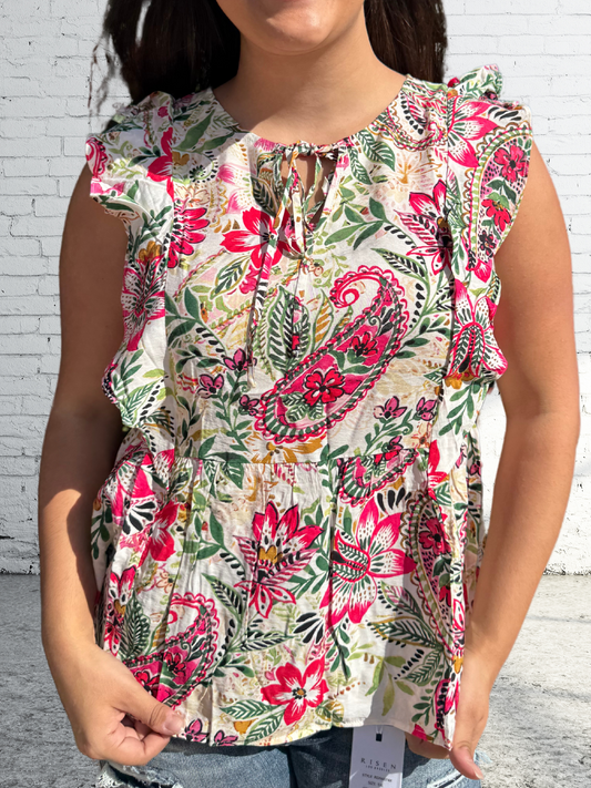 TROPICAL BLISS PEPLUM BLOUSE - SV Boutique & Co.