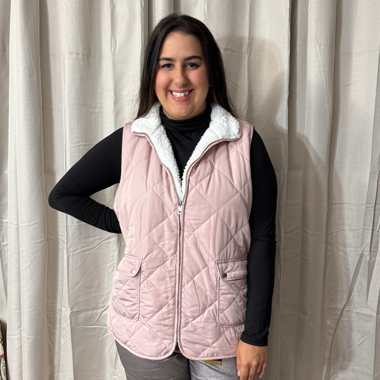 Pink Sherpa Reversible Vest