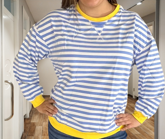 OVERSIZED STRIPED PULLOVER SWEATSHIRT - SV Boutique & Co.