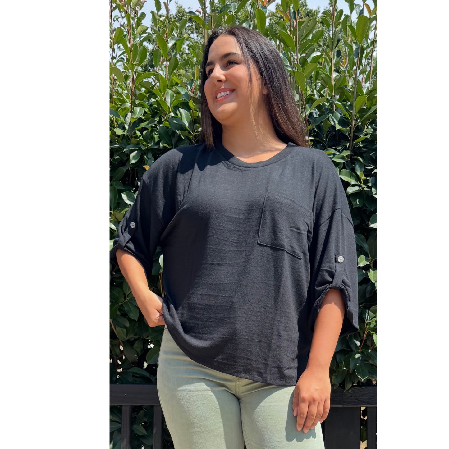 Black Hacci Top 3/4' sleeve Andree By Unit