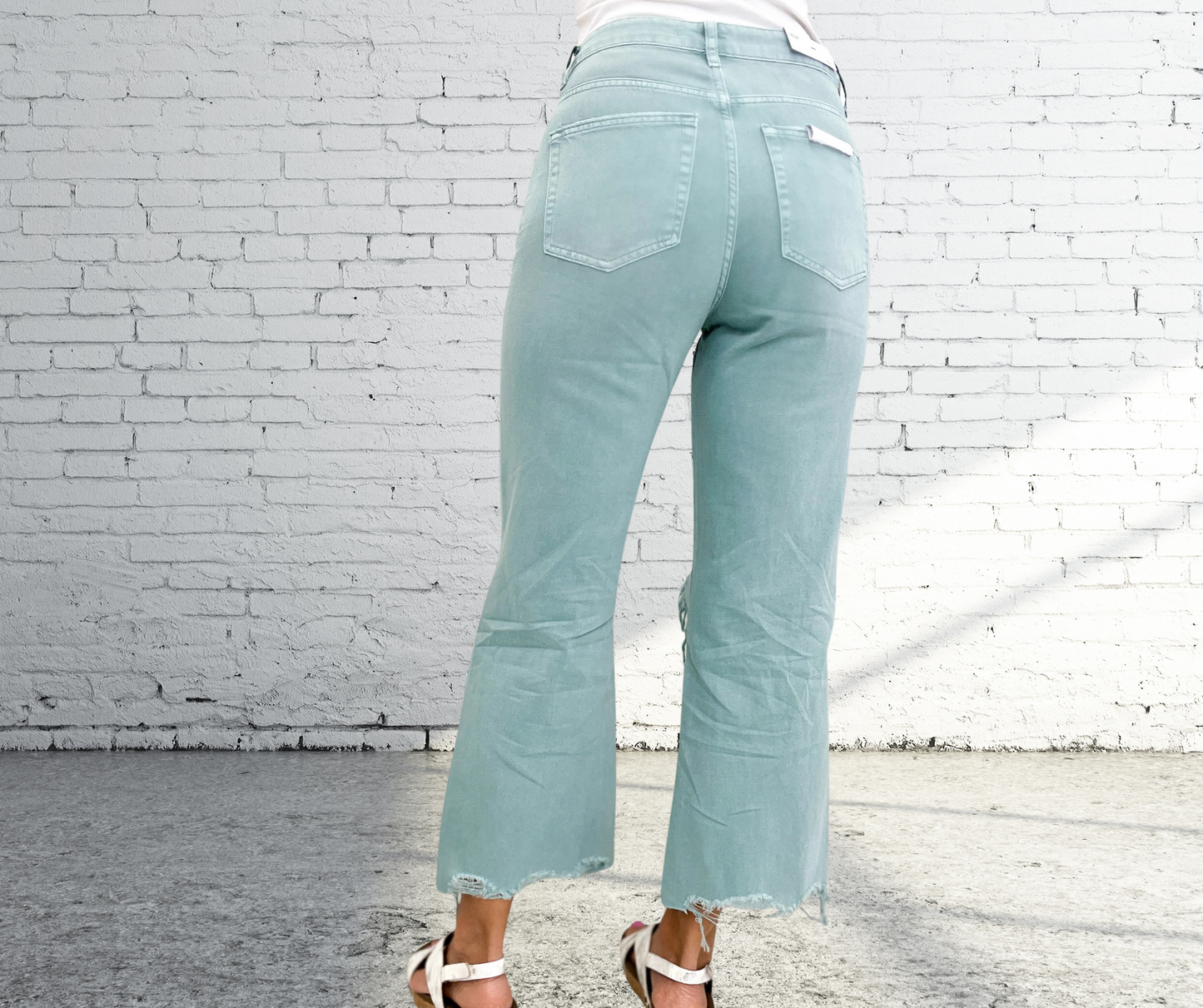 Vervet Super Fly Vintage Cropped Flare Jeans in Cloud Blue - SV Boutique & Co.