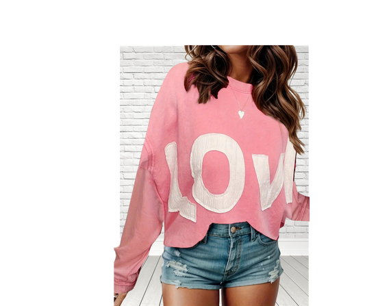 LOVE Raw Hem Hi Low Sweatshirt - SV Boutique & Co.